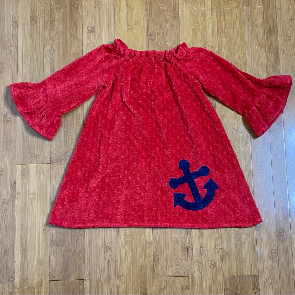 Lolly Gags Peasant Anchor Dress minky red 4T